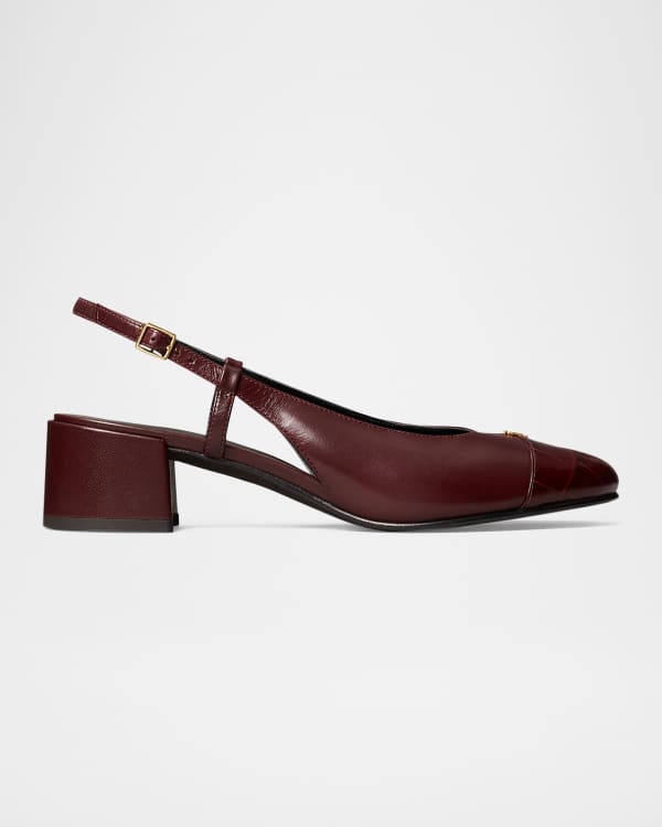 Tory Burch Leather Medallion Slingback Pumps | Neiman Marcus