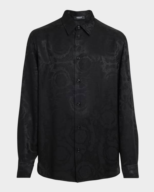 Versace Men's Barocco Leaf Silk Dress Shirt | Neiman Marcus