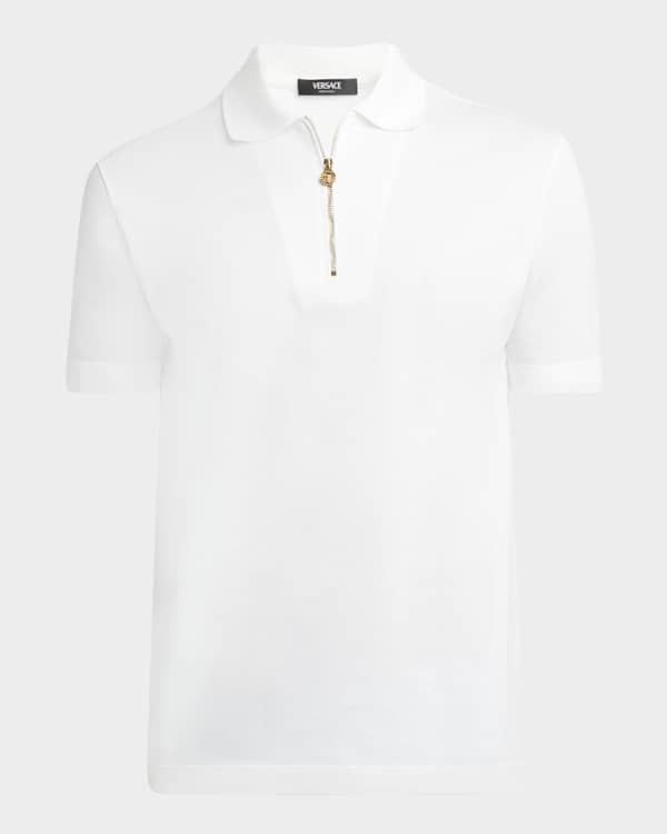 VERSACE｜SHORT-SLEEVED PIQUE/COLLAR (Embroidered V-Emble Versace Jeans Couture V-Emblem Piqué Polo Shirt | Black
