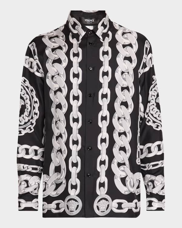 Versace Men's Printed Silk Button-Down Shirt | Neiman Marcus