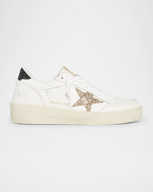 スニーカー Golden  Silver White Ballstar Sneaker With Glitter BALLSTAR LEATHER AND GLITTER SNEAKERS Golden Goose $595.00