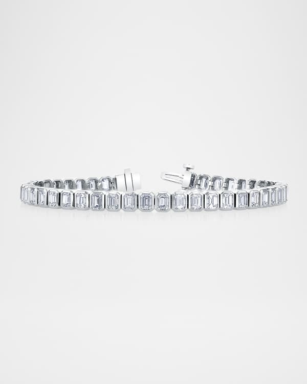 x Christina Adamo 18K Gold North-South Bezel-Set Diamond Tennis Bracelet, 5.70tcw, 7"L