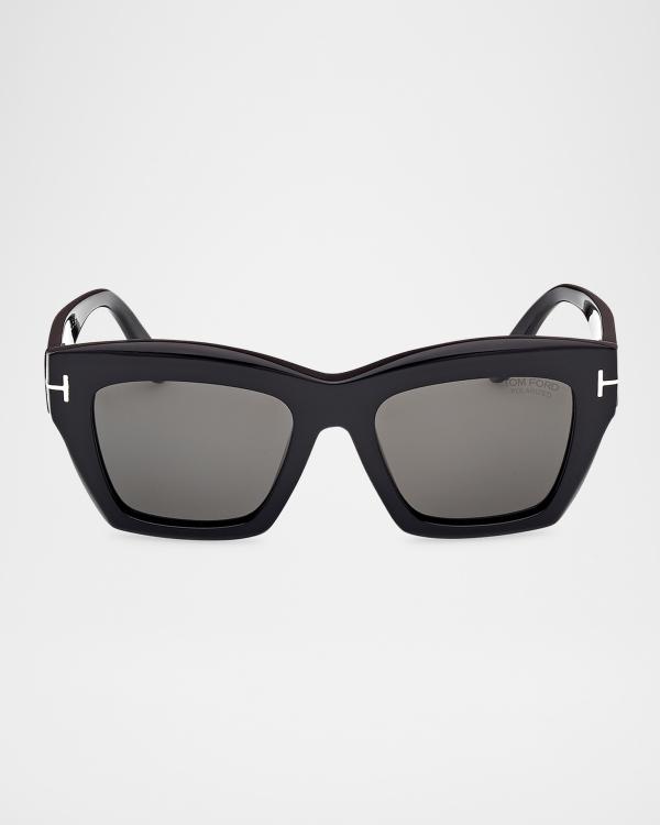 TOM FORD Lorelai Black Acetate Square Sunglasses | Neiman Marcus display picture 3
