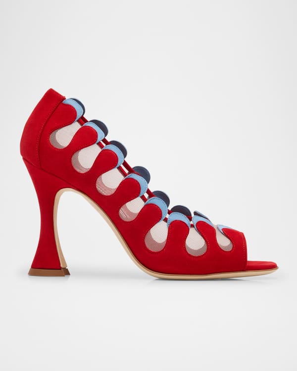 Alexander McQueen Punk Leather Fringe Stiletto Sandals Neiman Marcus