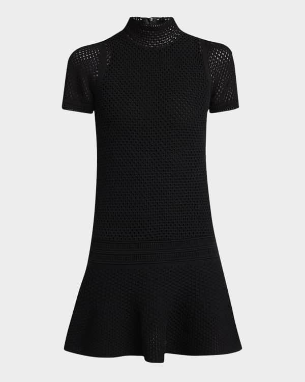 Valentino Garavani Ribbed Knit Flare Mini Dress | Neiman Marcus
