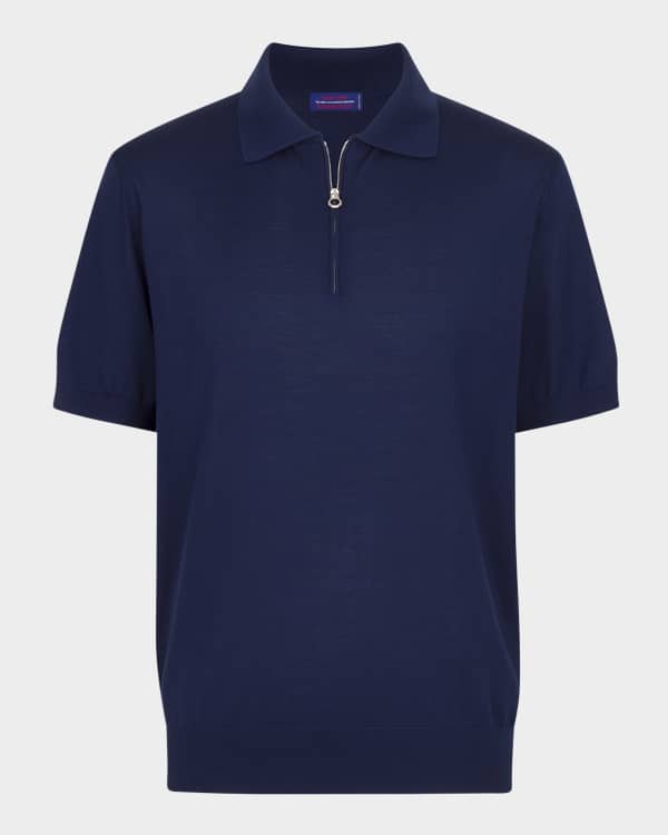 【EMPORIO ARMANI】 ★ Men's Raglan Pocket Polo Sweatshirt ★ Emporio Armani Men's Knit Quarter-Zip Polo Shirt | Neiman Marcus