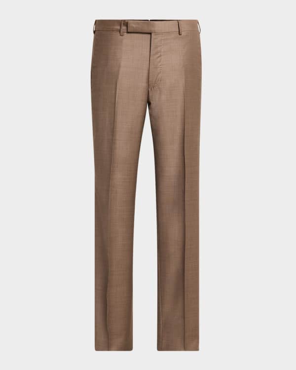 ZEGNA Men's Vicuna Flat Front Trousers | Neiman Marcus
