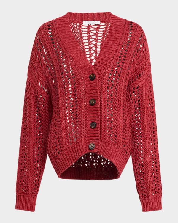 女性に人気！ Cucinelli Brunello Fringed Cardigan Opera-Knit Paillette トップス