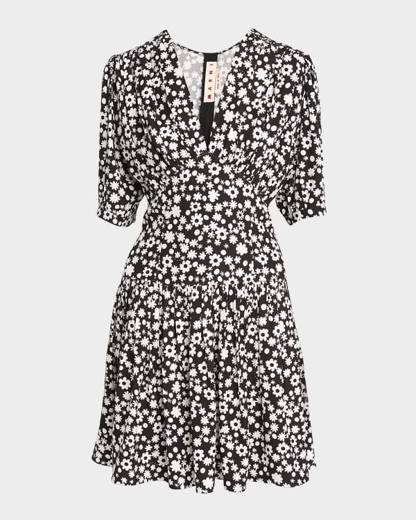 Marni Rose-Print Bustier Ankle Dress | Neiman Marcus