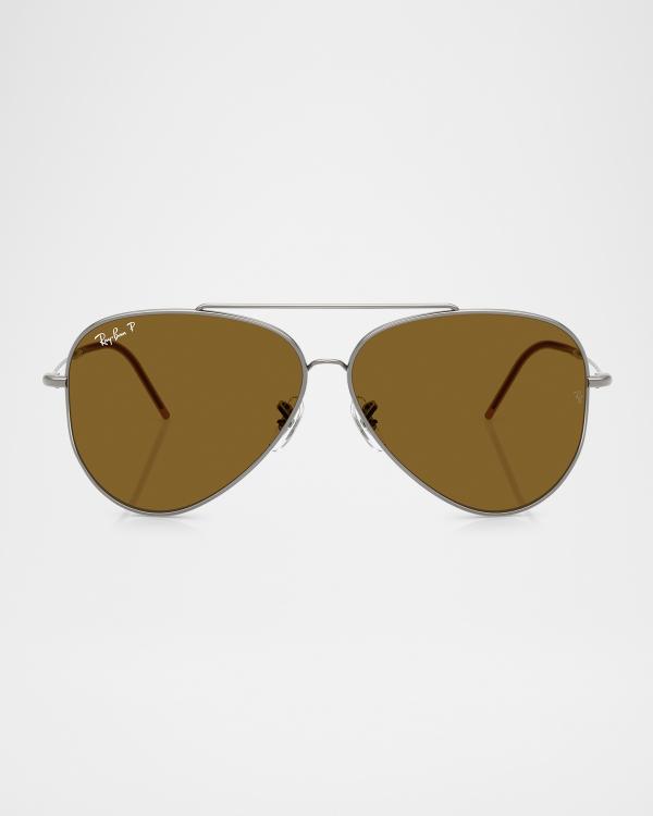 Ray-Ban Ombre-Mirrored Aviator Sunglasses, Black/Blue  display picture 2