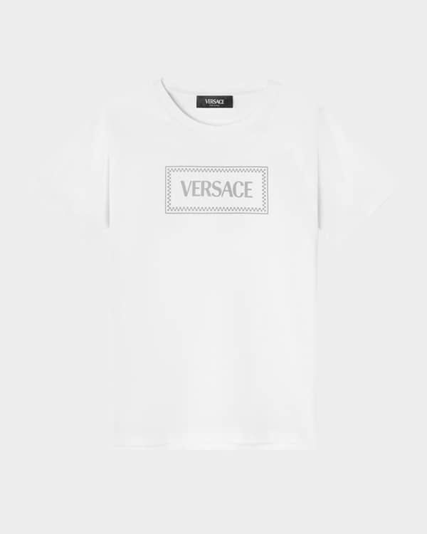 V-Emblem T-Shirt White,Print | VERSACE US