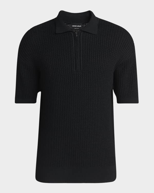 Emporio Armani Men's Knit Quarter-Zip Polo Shirt | Neiman Marcus