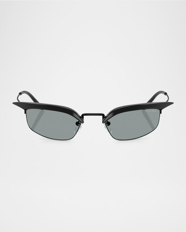 PRADA Mirrored Rectangle Acetate Logo Sunglasses Prada Symbole Rectangular Sunglasses, 51mm | Bloomingdale main image 3
