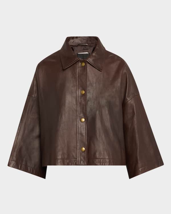 品質が Theory Cropped Marcus Neiman | Jacket Leather Nappa Boxy ジャケット・アウター
