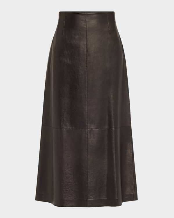 RECTO Leona Crocodile-Effect Midi Skirt | Neiman Marcus