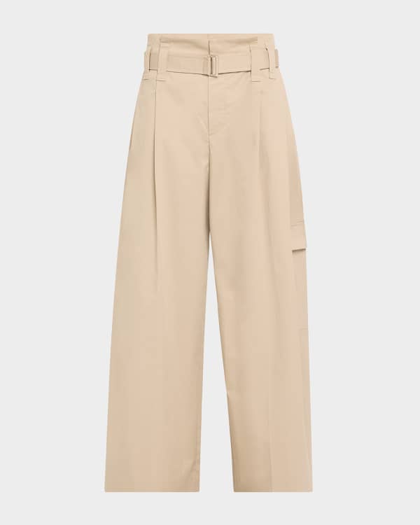 ALAIA Wide-Leg Cargo Trousers with Knit Band | Neiman Marcus