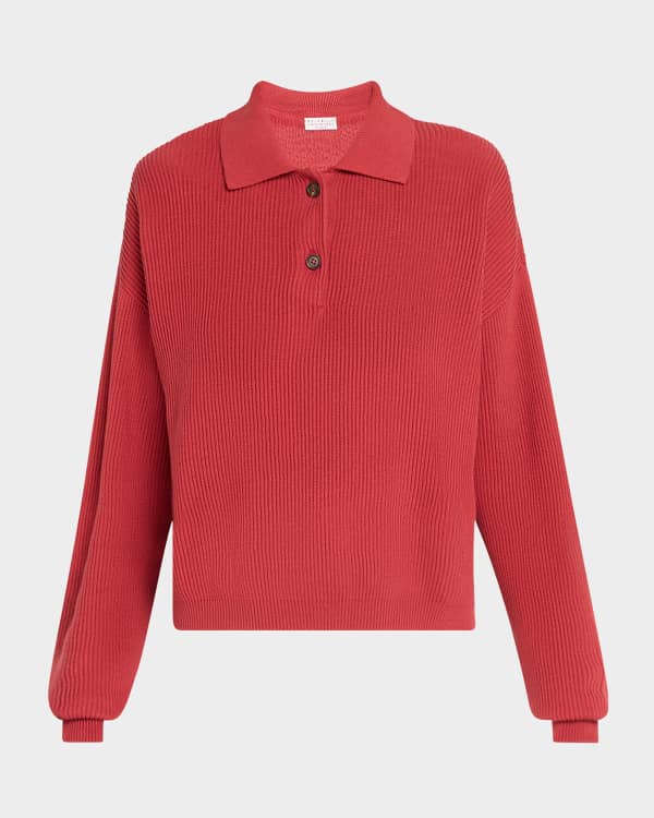 Dries Van Noten Heels Lace-Up Knit Polo Sweater | Neiman Marcus