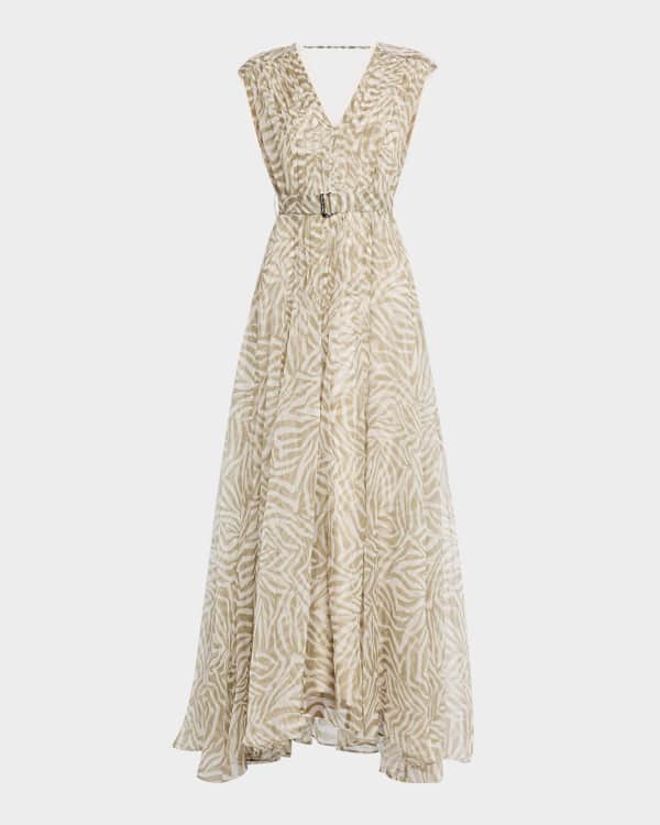 Jil Sander Pleated Taffeta Maxi Dress | Neiman Marcus