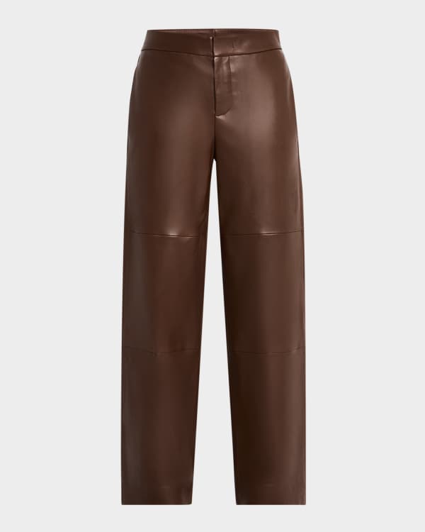パンツ Loulou Studio SS25 FIGARI LEATHER PANTS (FIGARI WOOD) Loulou Studio Figari Wide-Leg Leather Pants | Neiman Marcus