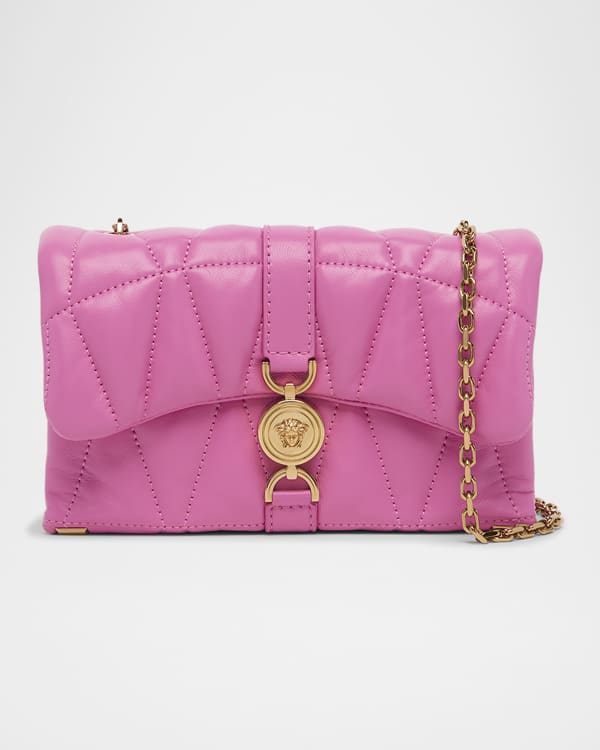 Versace Taupe Quilted Leather Shoulder Strap Bag