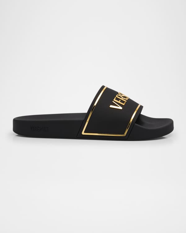 Versace Men's Crisscross Greca Leather Sandals | Neiman Marcus