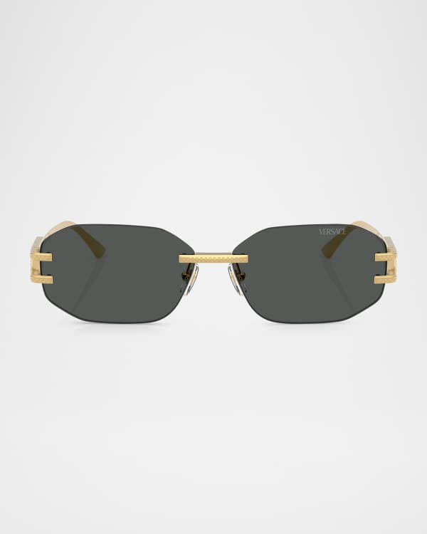 Versace Medusa Deco Steel & Acetate Oval Sunglasses | Neiman Marcus