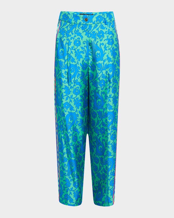 Emilio Pucci Mid-Rise Abstract-Print Straight-Leg Satin