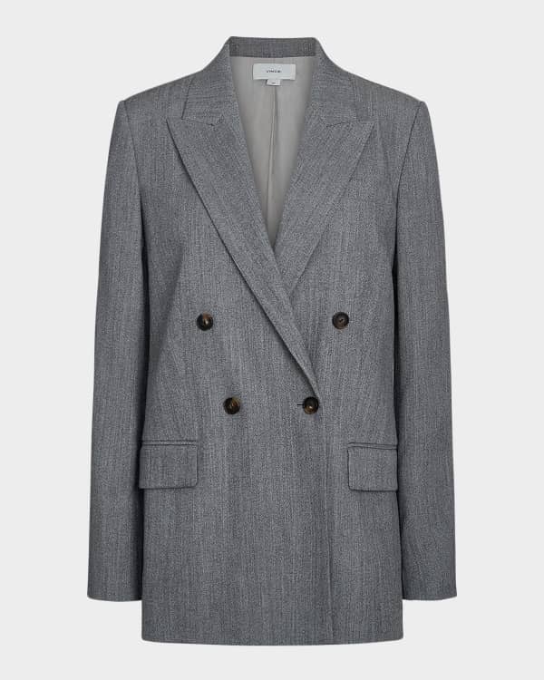 Theory Eco Sharkskin Double-Breasted Boy Jacket | Neiman Marcus