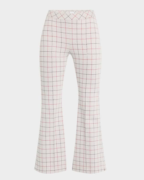 Plaid cropped flare pants top