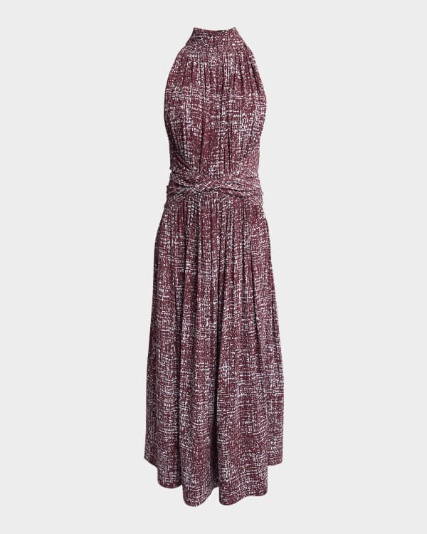 Isabel Marant Calypso Draped Halter Vegan Suede Midi Dress Neiman Marcus