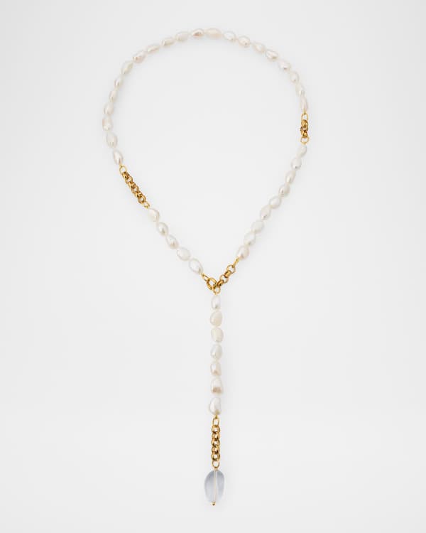 ☆ENGBROX☆ silver925 rhythmical pearl drop necklace EBNL240 Aquamarine and Gray Pearl Double Drop Pendant, Solid 14k