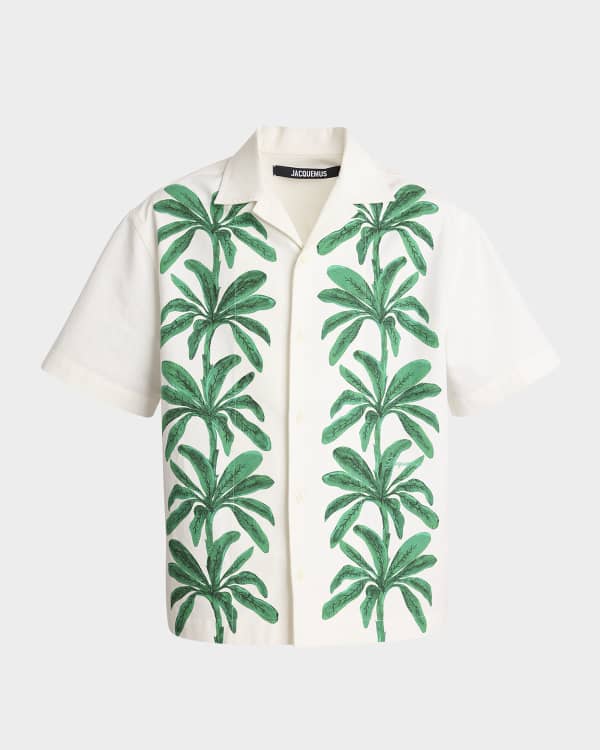 Jacquemus Men's Pablo Asymmetric Striped Sport Shirt