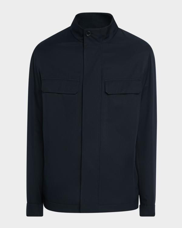 Prada Men's Velvet Denim Snap-Front Shirt | Neiman Marcus