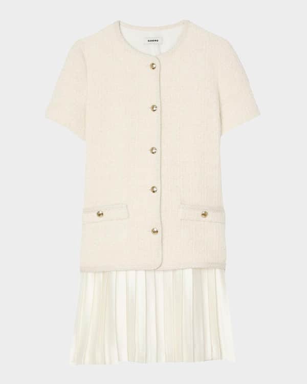 Joan Vass Long Sleeve Embellished Shift Dress Neiman Marcus