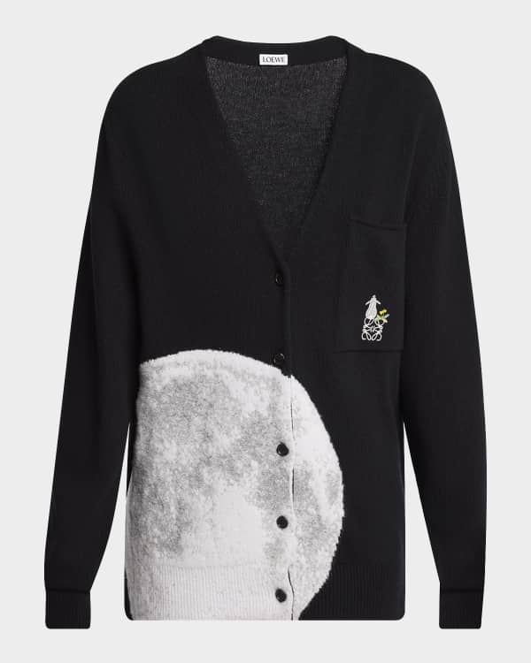 Loewe Balloon-Sleeve Wool Cardigan | Neiman Marcus
