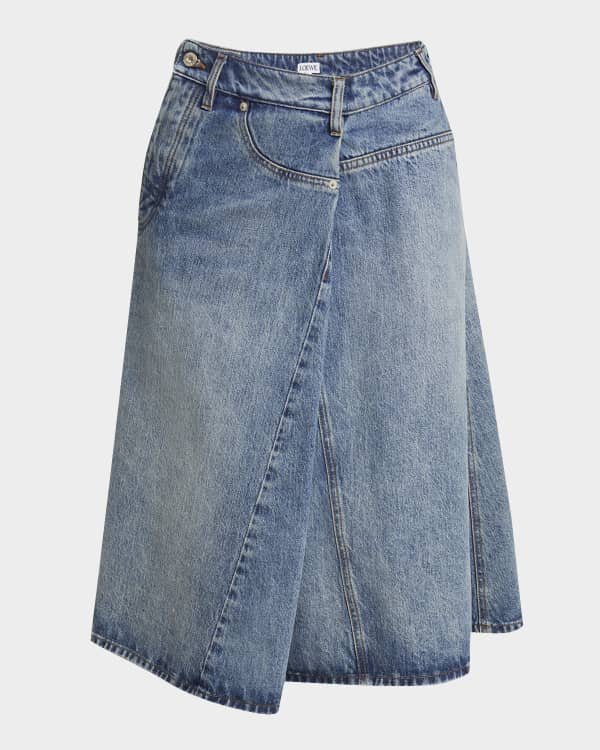 Jason Wu Circle-Cut Denim Midi Skirt | Neiman Marcus