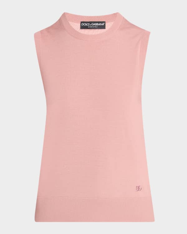 Dolce&Gabbana Recipe-Print Silk Panel Sleeveless Sweater | Neiman