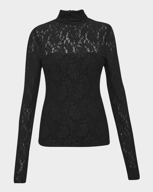 Casual Flowers Contrast Turtleneck Tops