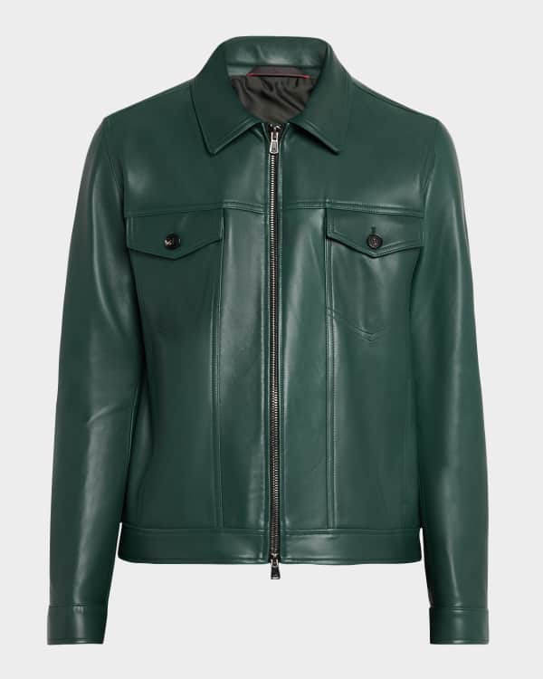 Giorgio Armani Men's Lambskin Leather Jacket | Neiman Marcus