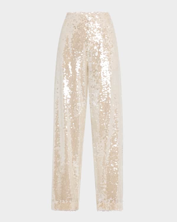 Rotate Birger Christensen Wide-Leg Sequin Twill Pants
