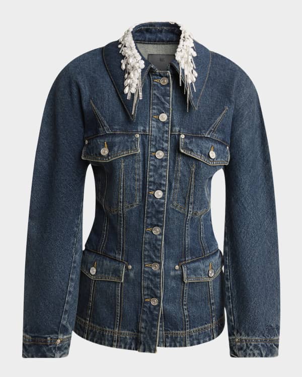 Givenchy Jean Jacket with 4G Chain Detail | Neiman Marcus