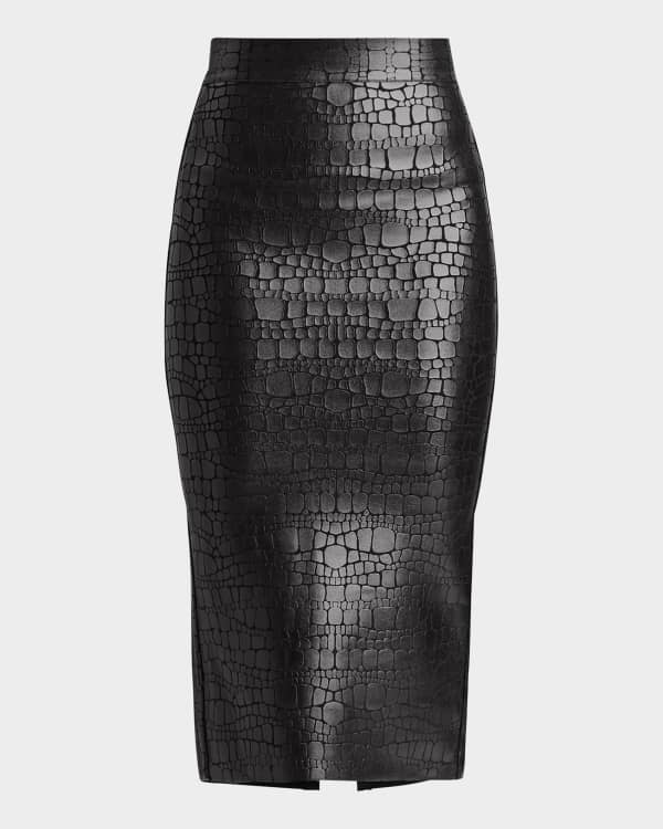 TOM FORD Thigh-Slit Leather Pull-On Midi Skirt | Neiman Marcus