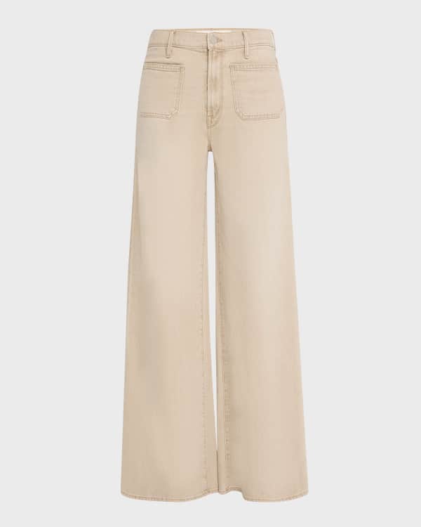Mother Denim The Smoothie Sneak Wide Leg Jeans With Studs- Nails For Dinner