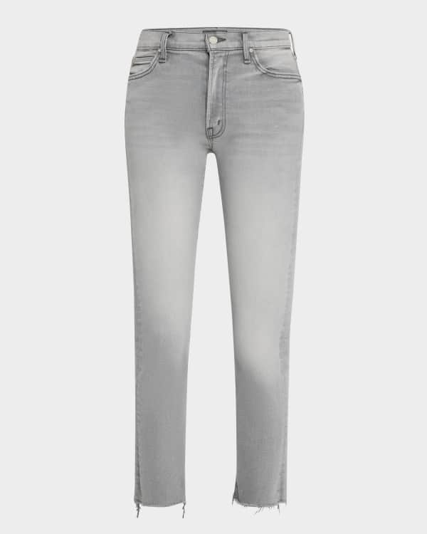 Eileen Fisher Frayed Straight Leg Cropped Denim Jeans Neiman Marcus
