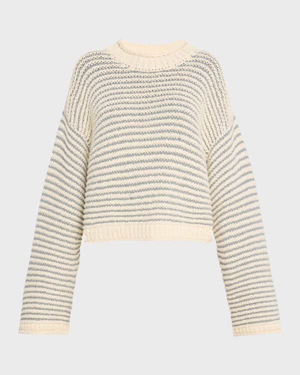 Lisa Todd Stripe Out Crewneck Open Stitch Sweater Neiman Marcus