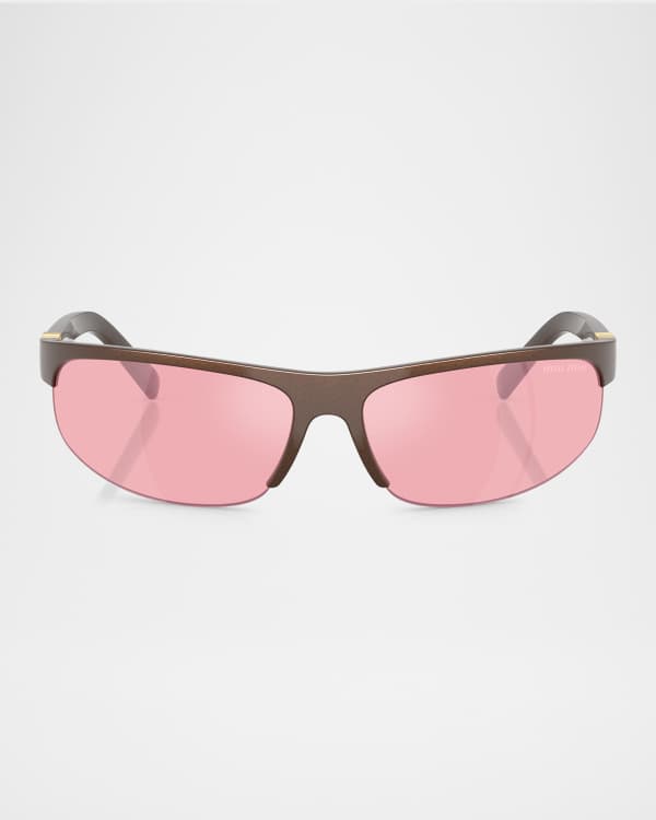 小物 Miumiu half-rim oval sunglasses archive Miu Miu Mirrored Acetate Oval Sunglasses | Neiman Marcus