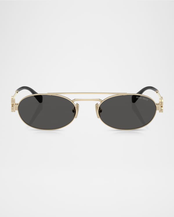Gradient Metal Oval Sunglasses
