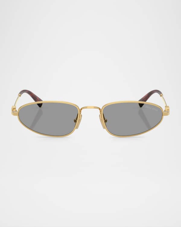 Miu Miu Mirrored Acetate Oval Sunglasses | Neiman Marcus