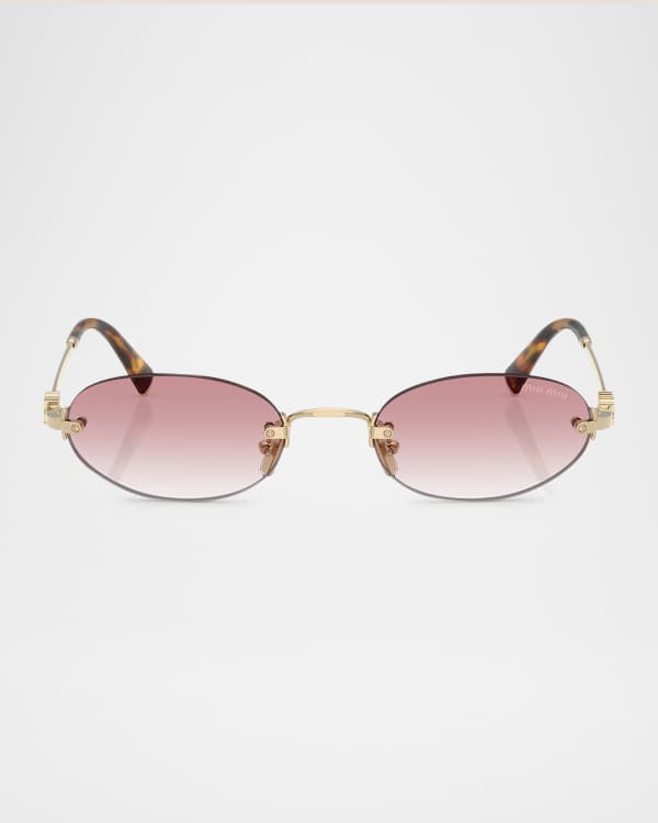 Miu Miu Rimless Logo Metal Rectangle Sunglasses | Neiman Marcus