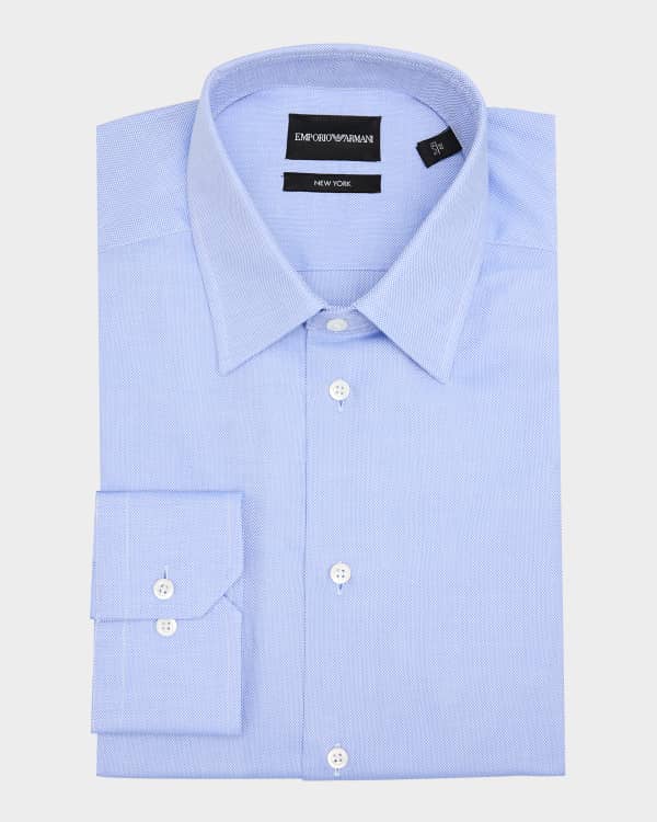 Emporio Armani Men's Cotton Stretch Micro-Check Dress Shirt